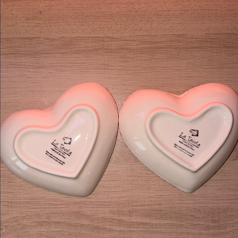 NEW Heart Shaped Cherry Ceramic Dishes - Set of 2 - Picture 2 of 2